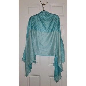 Vera Bradly Large Fringe Scarf With Stripes And Polka Dots